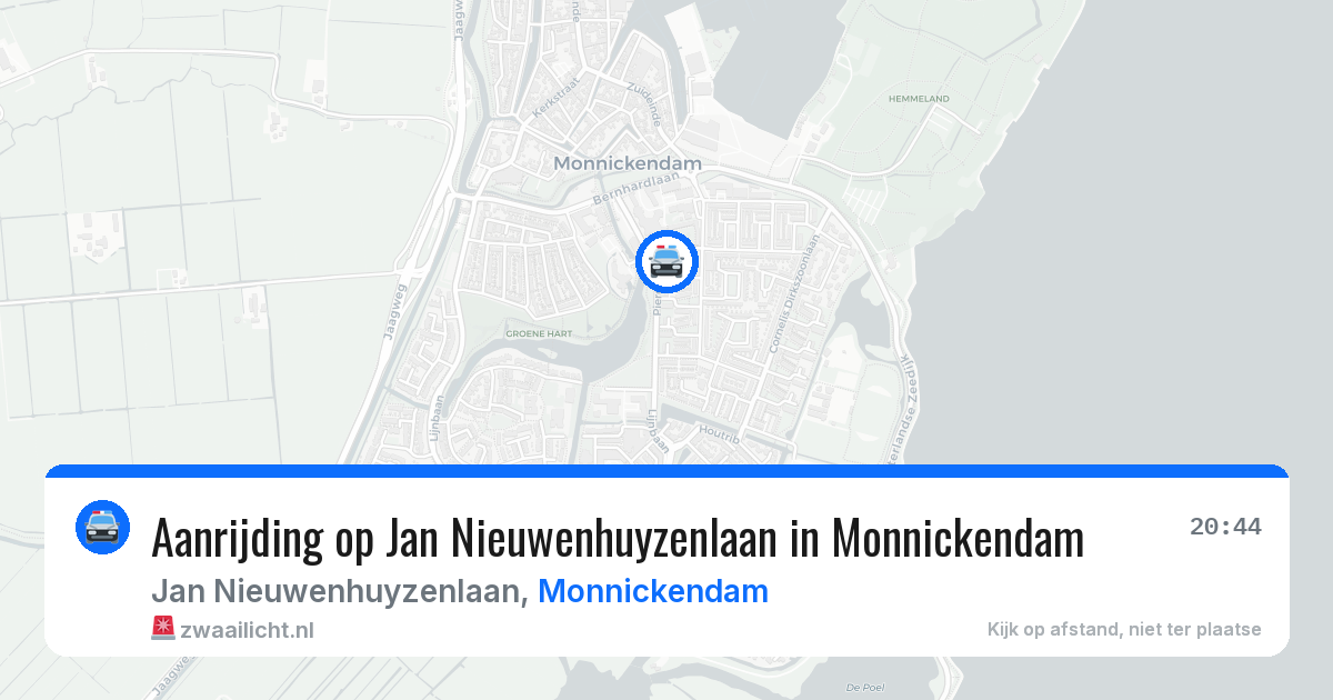 Aanrijding op Jan Nieuwenhuyzenlaan in Monnickendam — 3 jun 2026