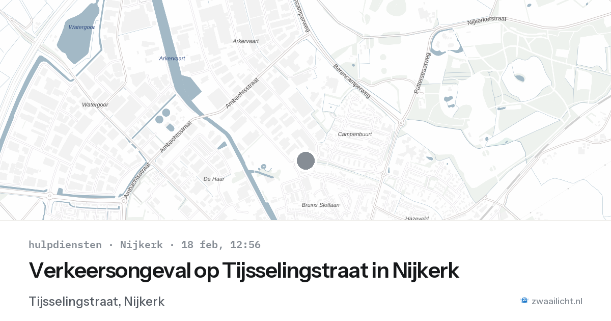 Verkeersongeval op Tijsselingstraat in Nijkerk — 18 feb 2026