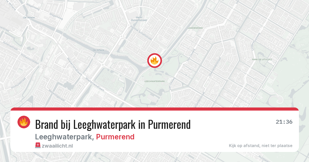 Brand bij Leeghwaterpark in Purmerend — 17 jun 2026