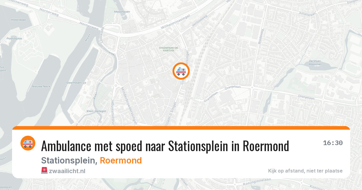 Ambulance met spoed naar Stationsplein in Roermond — 16 jul 2026