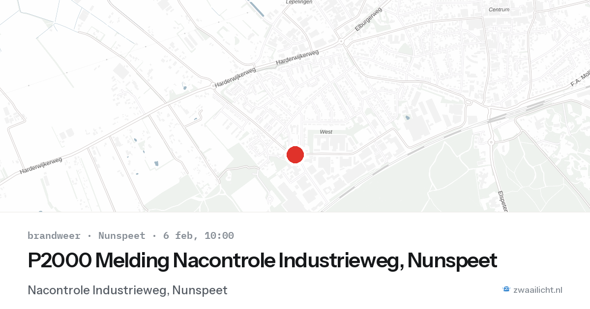 P2000 Melding Nacontrole Industrieweg, Nunspeet — 6 feb 2026