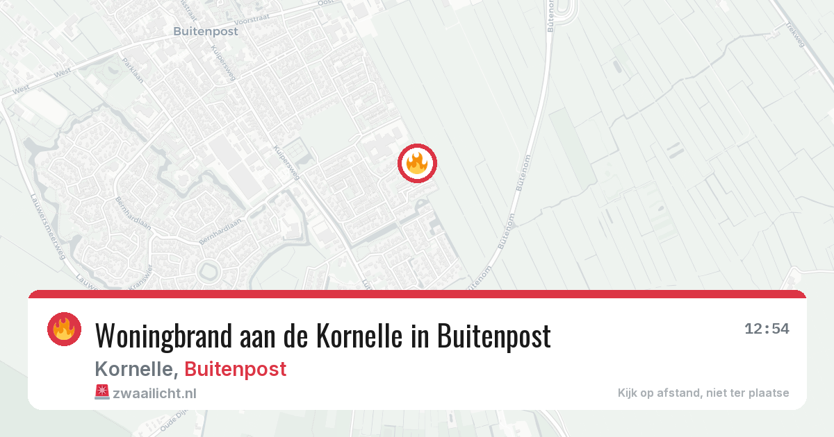 Woningbrand aan de Kornelle in Buitenpost — 11 aug 2026