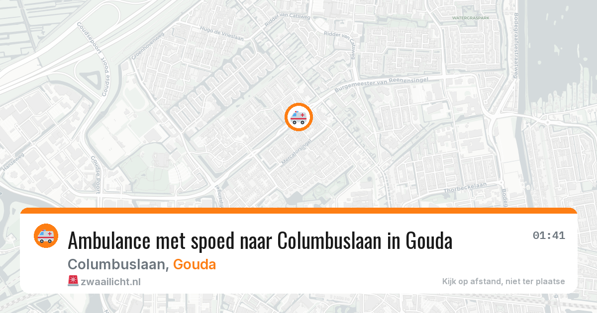 Ambulance met spoed naar Columbuslaan in Gouda — 25 jul 2026