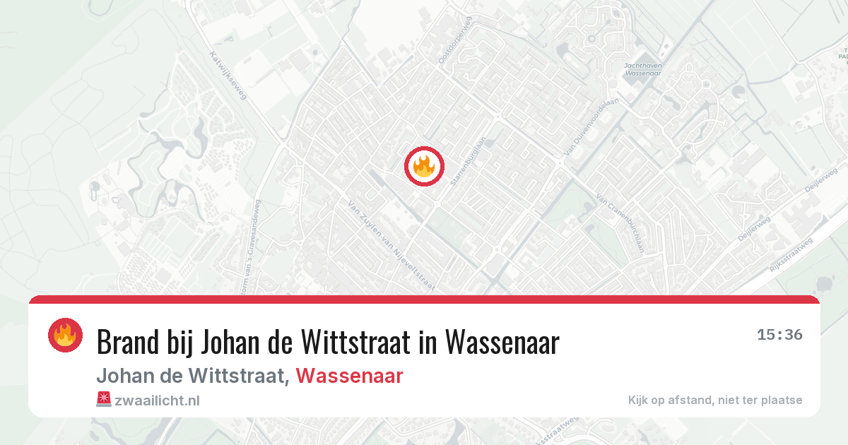 Brand bij Johan de Wittstraat in Wassenaar — 5 aug 2026
