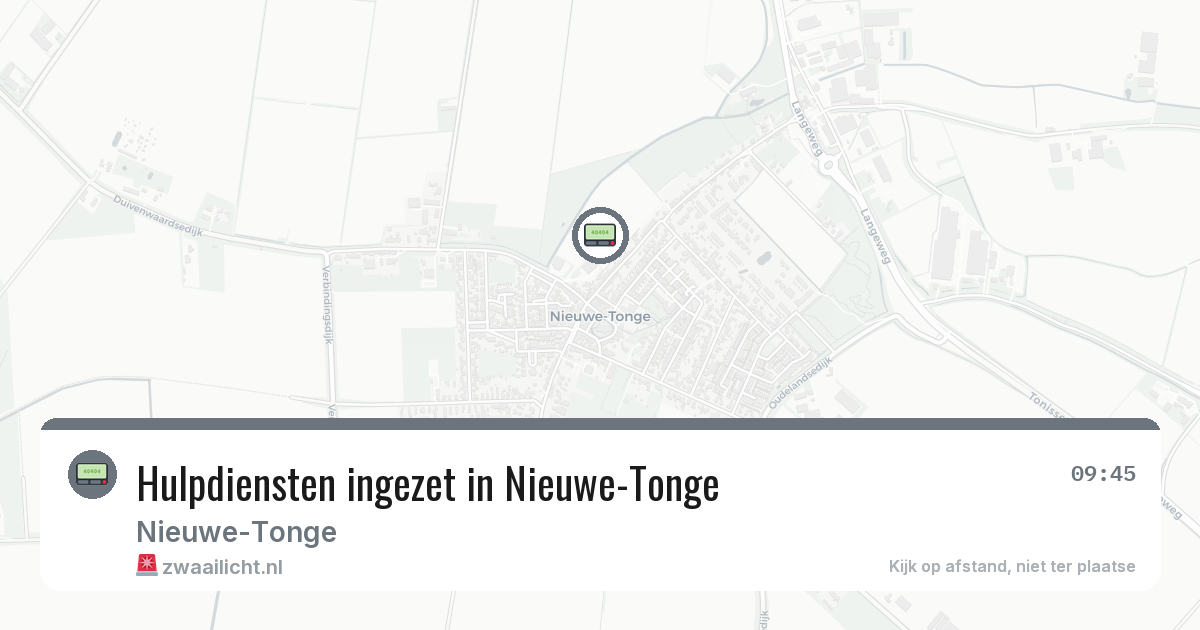 Hulpdiensten ingezet in Nieuwe-Tonge — 9 feb 2026 | 🚨 Zwaailicht.nl
