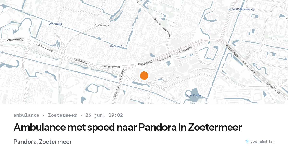 Ambulance met spoed naar Pandora in Zoetermeer — 26 jun 2026