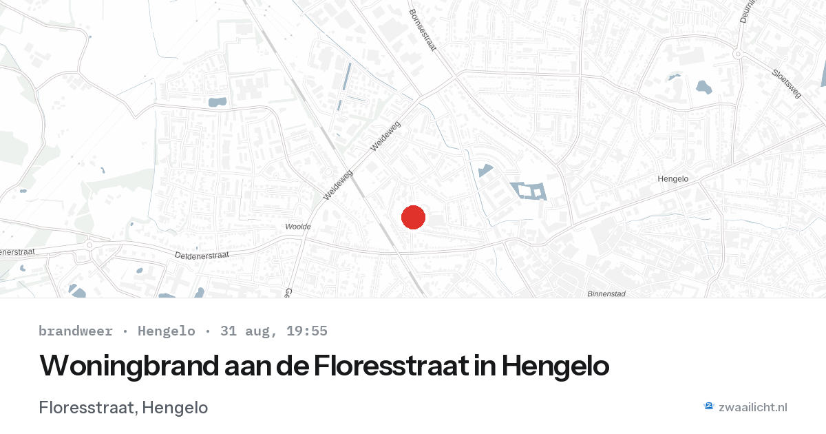 Woningbrand aan de Floresstraat in Hengelo — 31 aug 2026