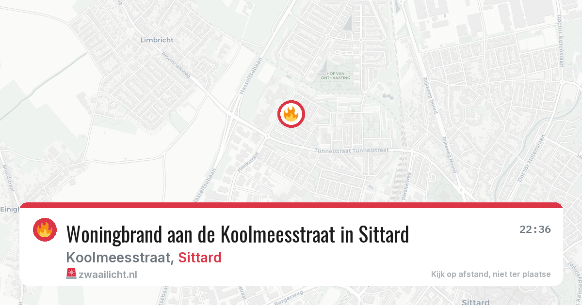 Woningbrand aan de Koolmeesstraat in Sittard — 19 jun 2026