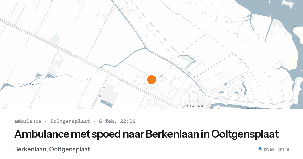 Ambulance met spoed naar Berkenlaan in Ooltgensplaat — 6 feb 2026