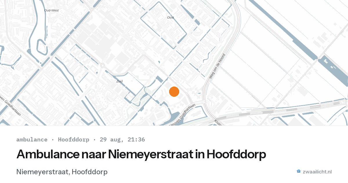 Ambulance naar Niemeyerstraat in Hoofddorp — 29 aug 2026