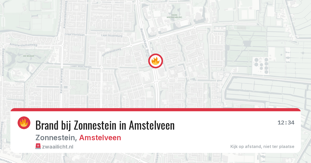 Brand bij Zonnestein in Amstelveen — 31 jul 2026