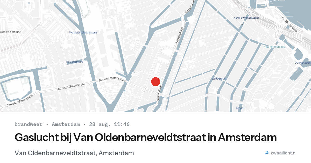 Gaslucht bij Van Oldenbarneveldtstraat in Amsterdam — 28 aug 2026
