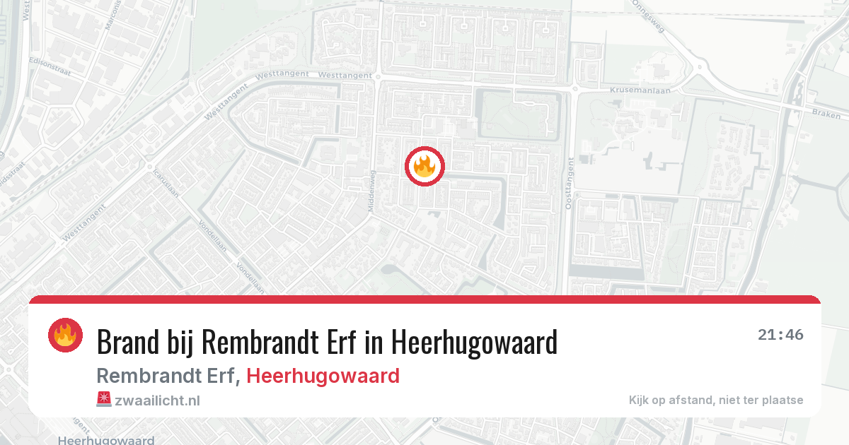 Brand bij Rembrandt Erf in Heerhugowaard — 26 jul 2026