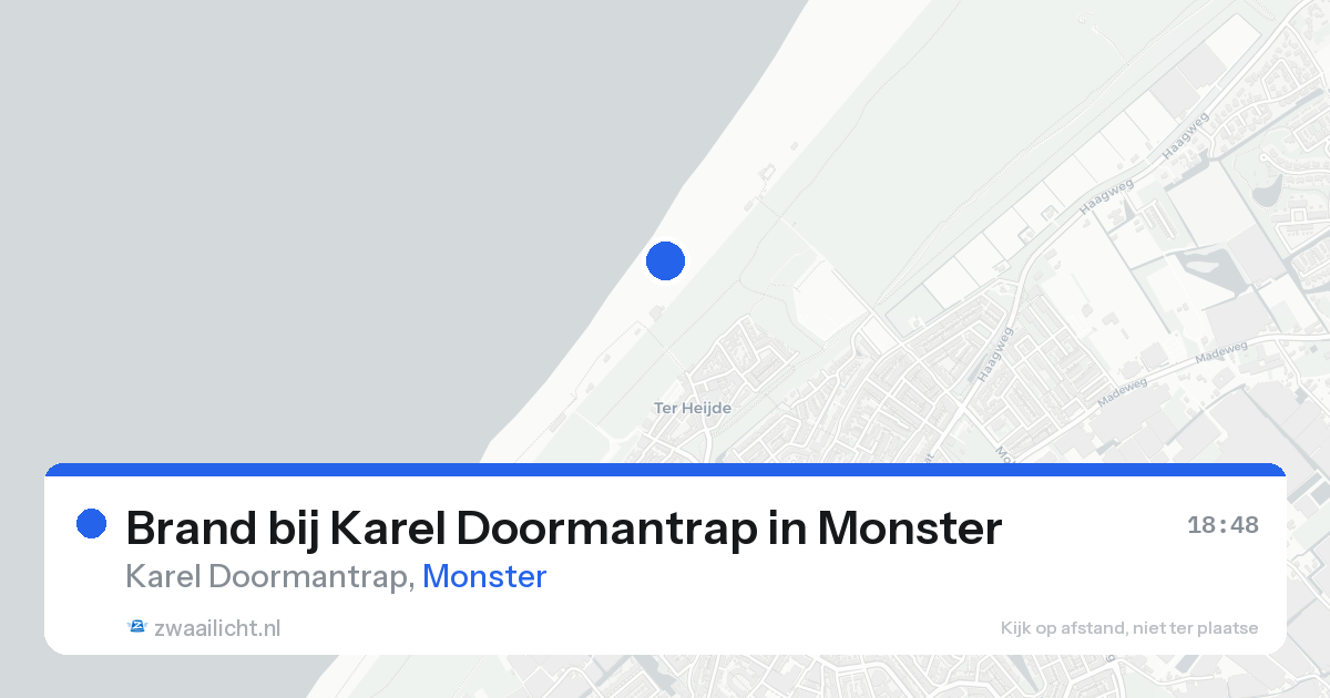 Brand bij Karel Doormantrap in Monster — 15 aug 2026
