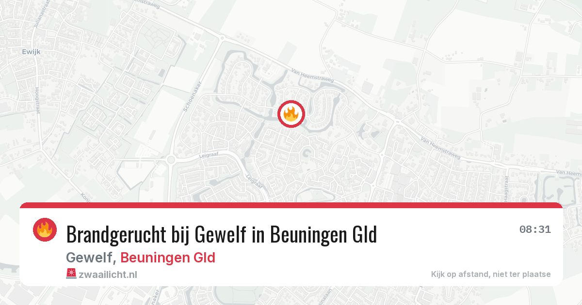 Brandgerucht bij Gewelf in Beuningen Gld — 17 mrt 2026