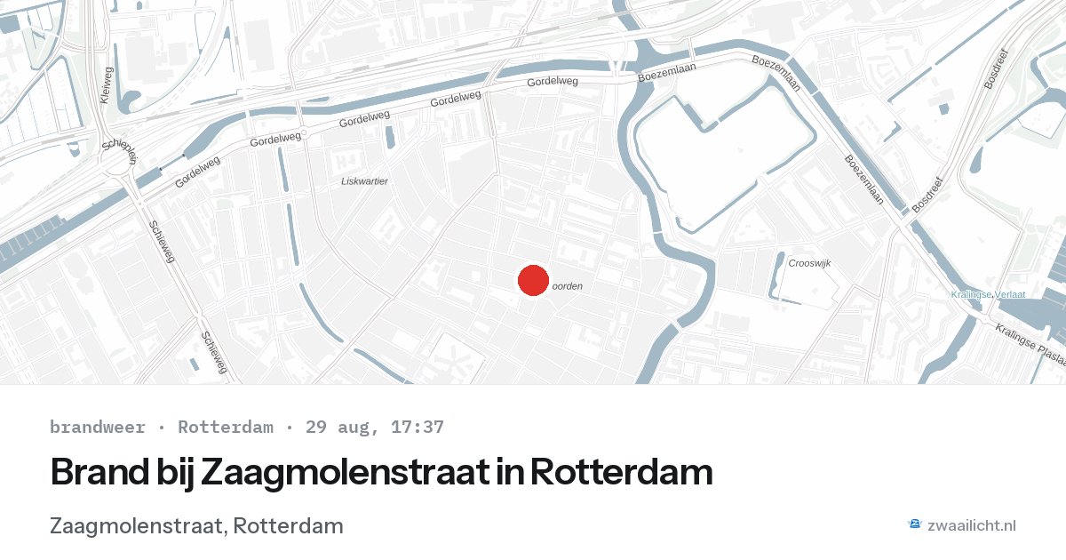 Brand bij Zaagmolenstraat in Rotterdam — 29 aug 2026