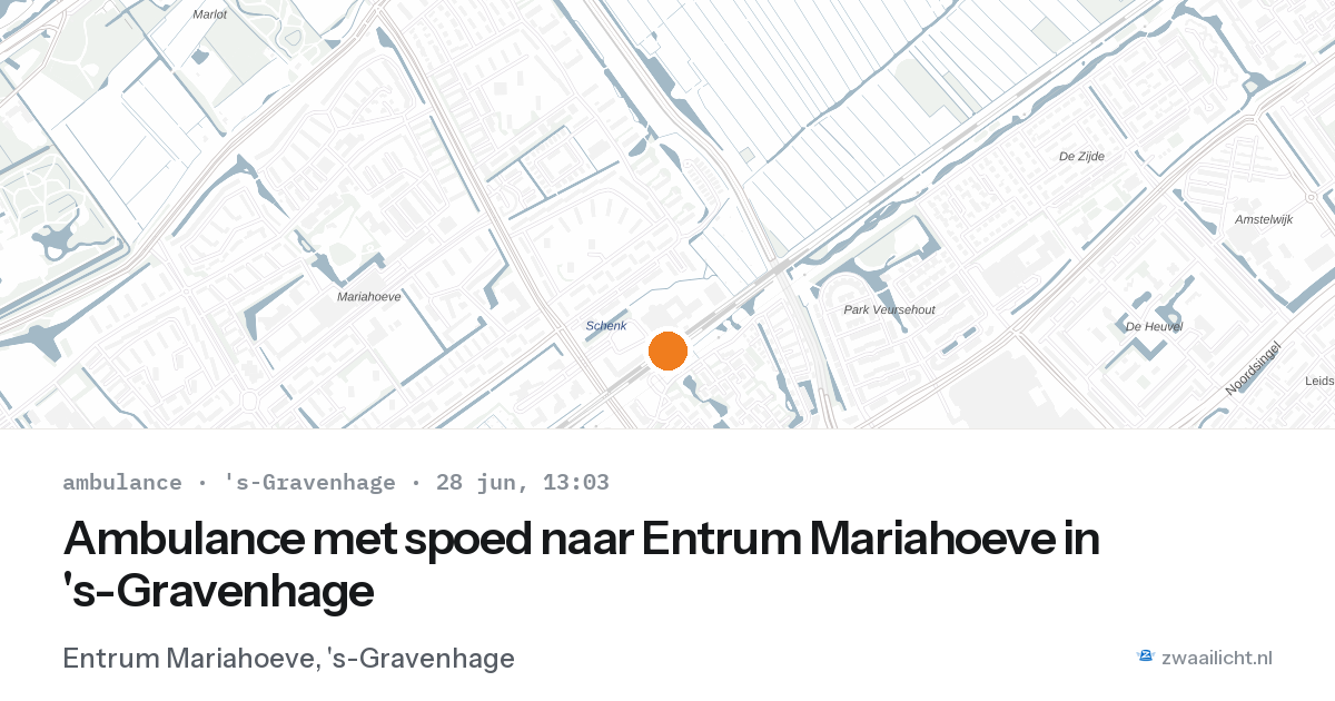 Ambulance met spoed naar Entrum Mariahoeve in 's-Gravenhage — 28 jun 2026