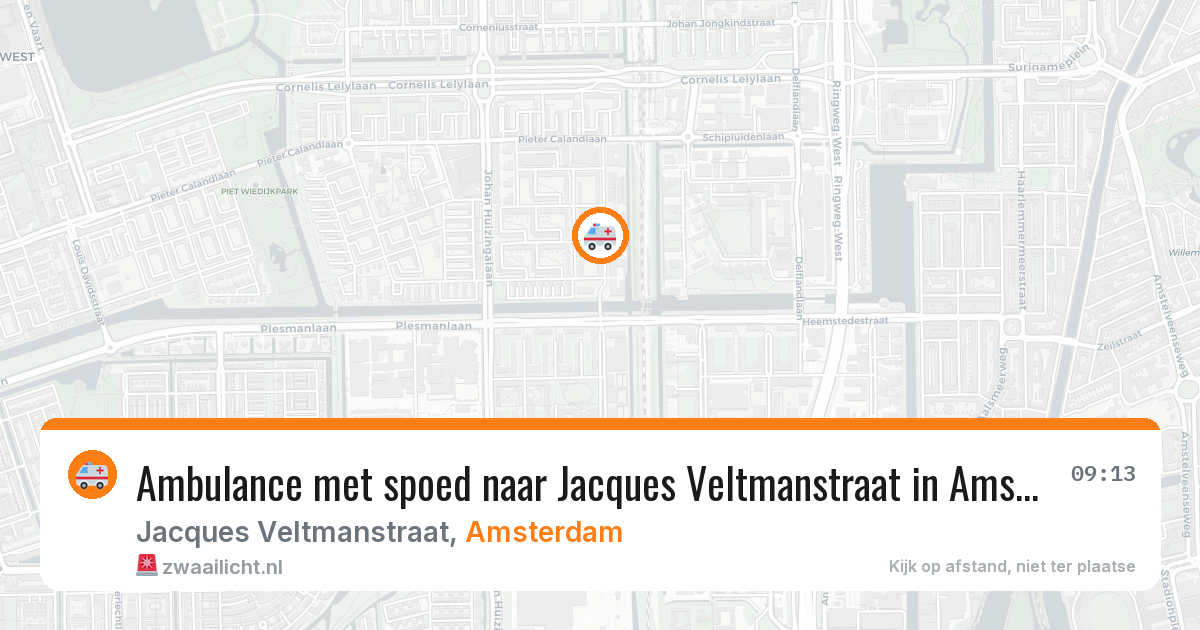 Ambulance met spoed naar Jacques Veltmanstraat in Amsterdam — 7 aug 2026