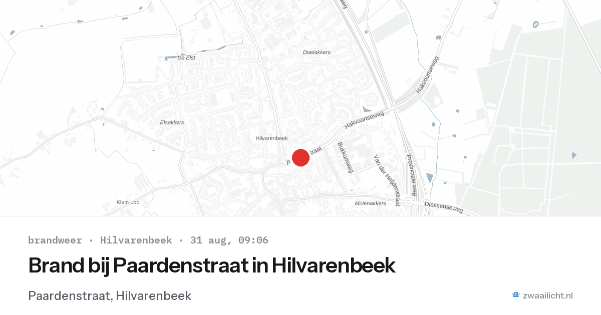Brand bij Paardenstraat in Hilvarenbeek — 31 aug 2026