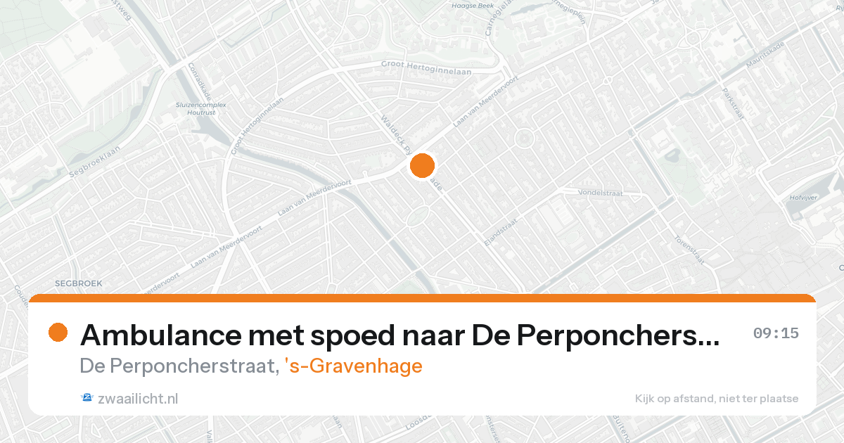 Ambulance met spoed naar De Perponcherstraat in 's-Gravenhage — 15 aug 2026
