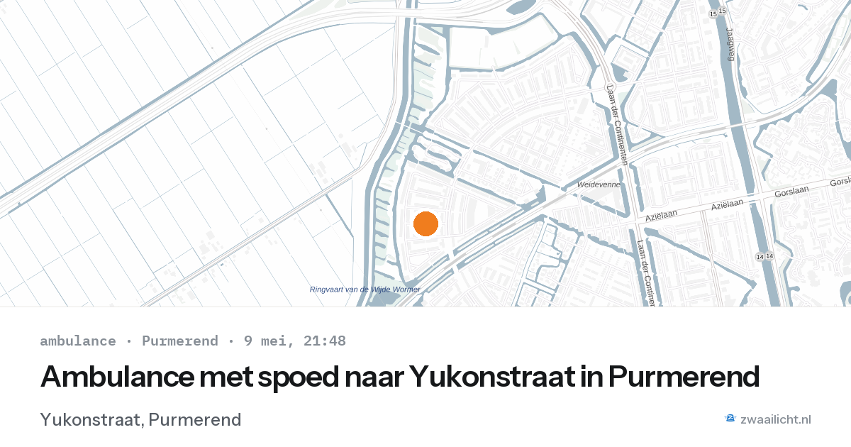 Ambulance met spoed naar Yukonstraat in Purmerend — 9 mei 2026