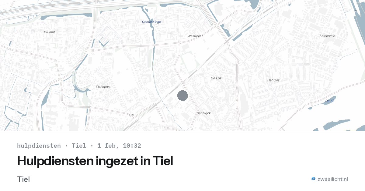 Hulpdiensten ingezet in Tiel — 1 feb 2026 | 🚨 Zwaailicht.nl