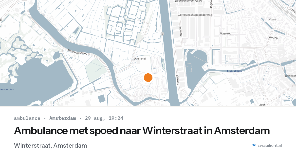 Ambulance met spoed naar Winterstraat in Amsterdam — 29 aug 2026