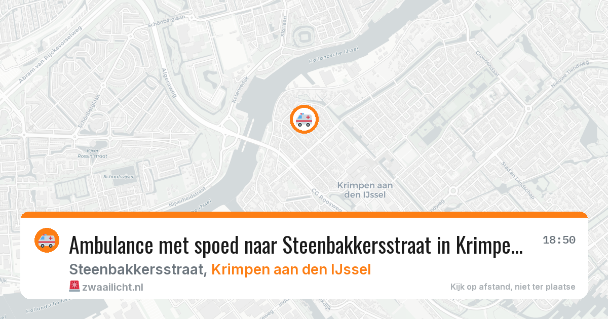 Ambulance met spoed naar Steenbakkersstraat in Krimpen aan den IJssel — 13 aug 2026