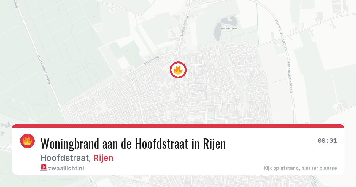 Woningbrand aan de Hoofdstraat in Rijen — 16 jun 2026