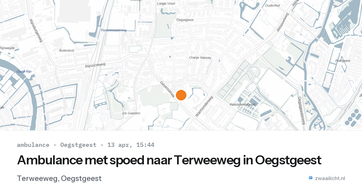 Ambulance met spoed naar Terweeweg in Oegstgeest — 13 apr 2026