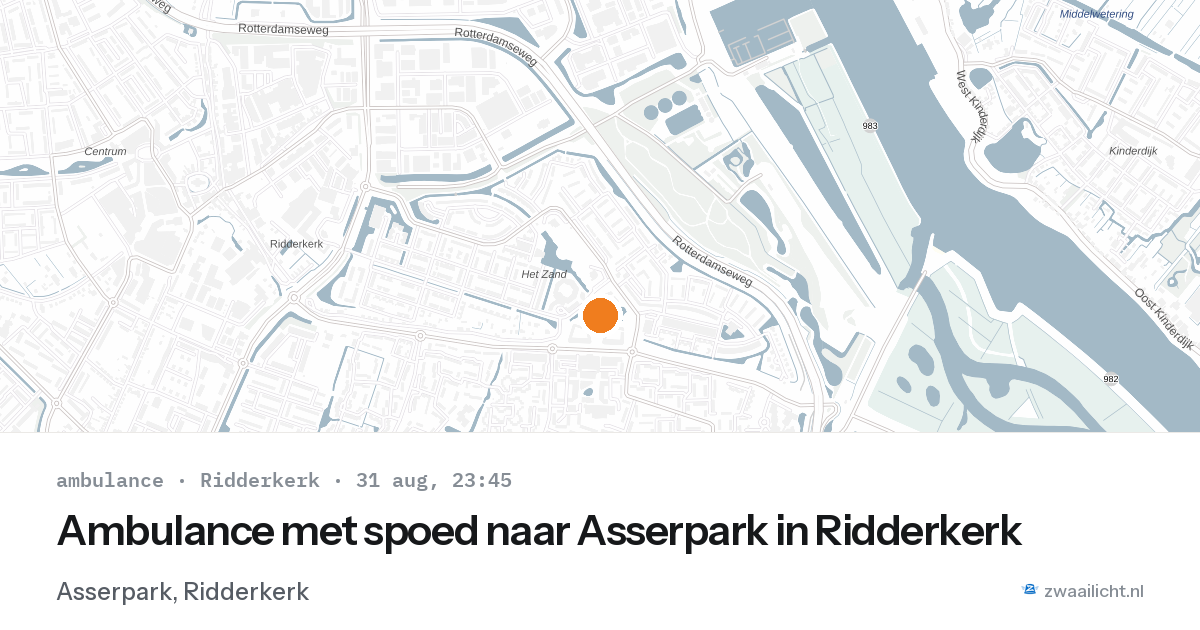 Ambulance met spoed naar Asserpark in Ridderkerk — 31 aug 2026