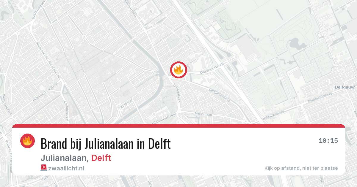 Brand bij Julianalaan in Delft — 28 jul 2026
