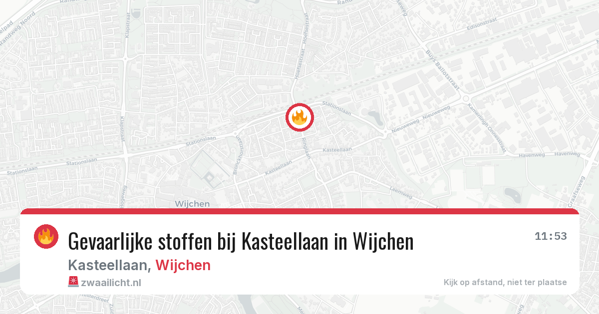 Gevaarlijke stoffen bij Kasteellaan in Wijchen — 13 aug 2026