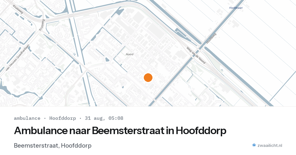 Ambulance naar Beemsterstraat in Hoofddorp — 31 aug 2026