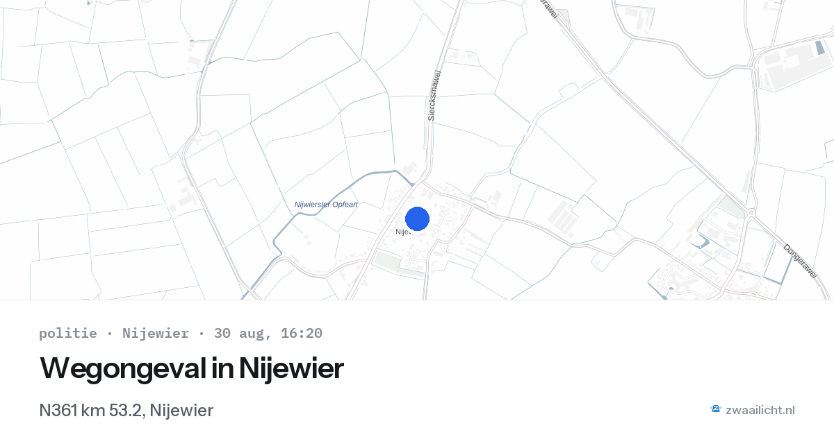 Wegongeval in Nijewier — 30 aug 2026