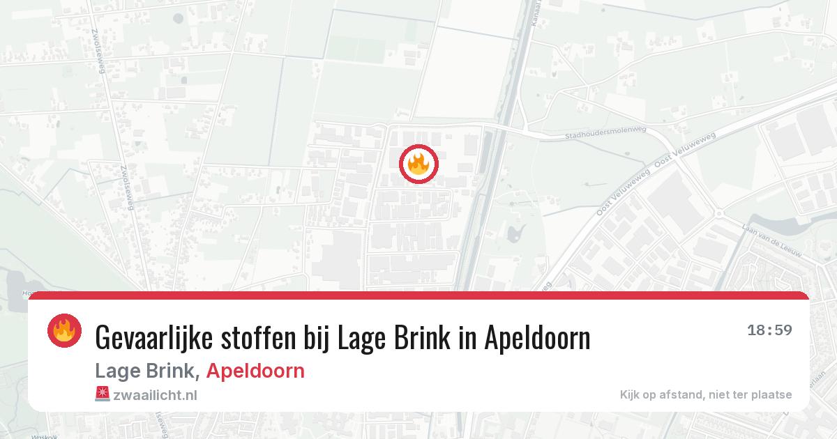 Gevaarlijke stoffen bij Lage Brink in Apeldoorn — 18 jun 2026