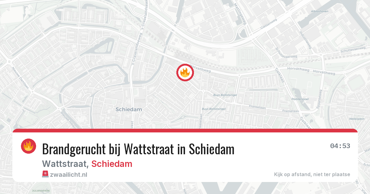 Brandgerucht bij Wattstraat in Schiedam — 29 jan 2026