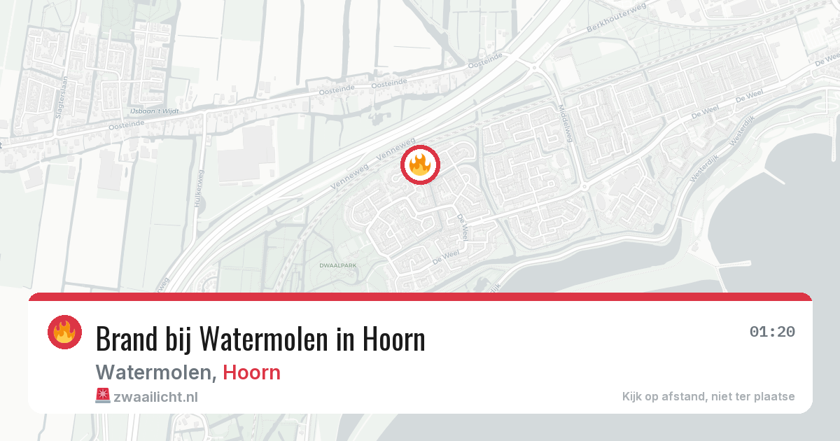 Brand bij Watermolen in Hoorn — 14 aug 2026