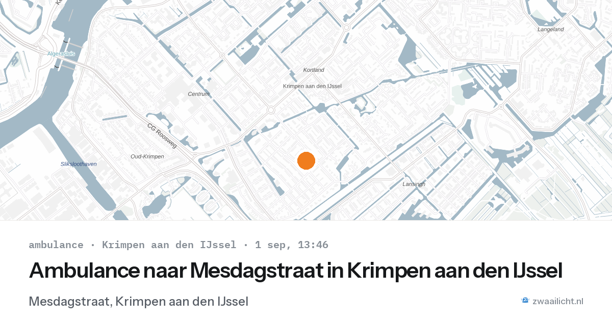 Ambulance naar Mesdagstraat in Krimpen aan den IJssel — 1 sep 2026