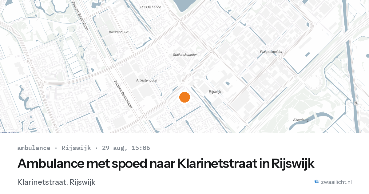 Ambulance met spoed naar Klarinetstraat in Rijswijk — 29 aug 2026