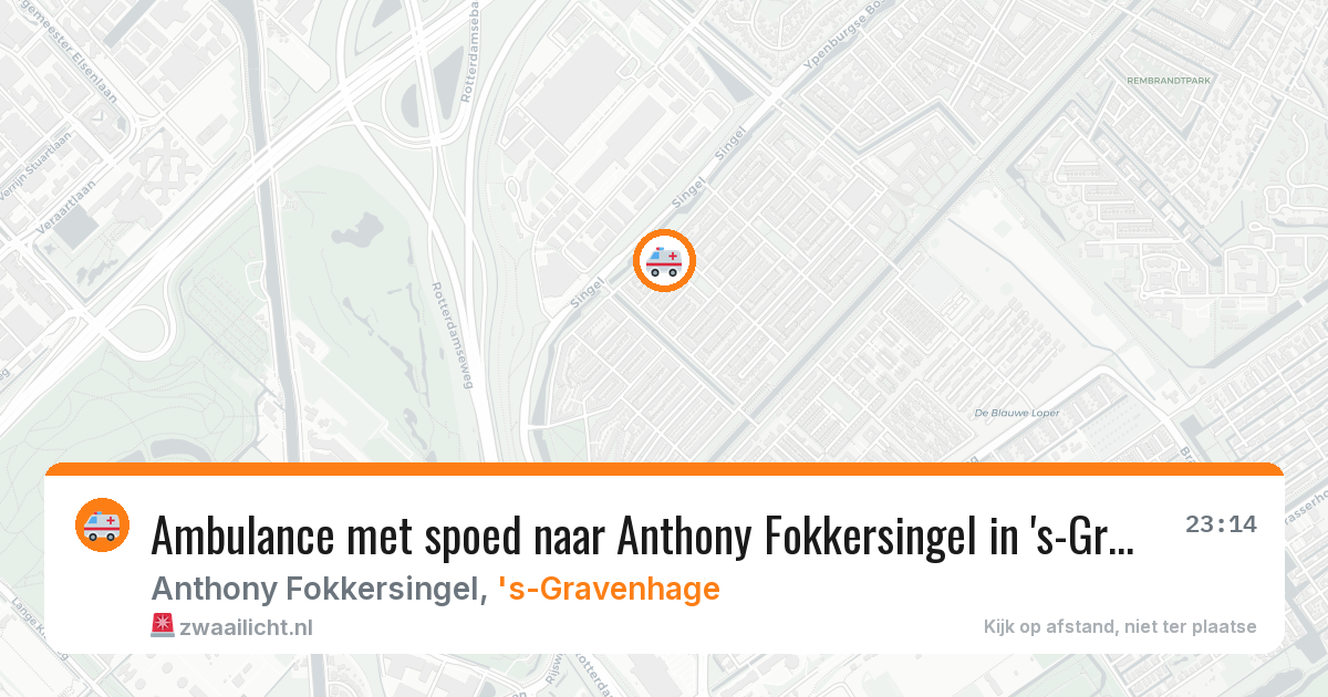 Ambulance met spoed naar Anthony Fokkersingel in 's-Gravenhage — 14 aug 2026