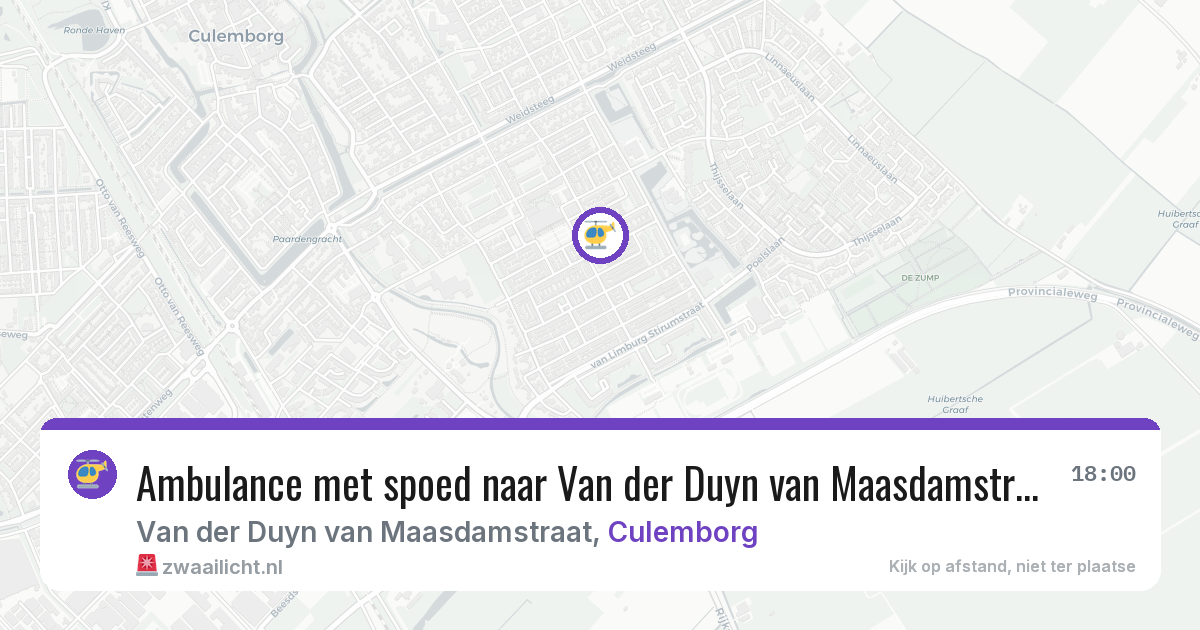 Ambulance met spoed naar Van der Duyn van Maasdamstraat in Culemborg — 17 jun 2026