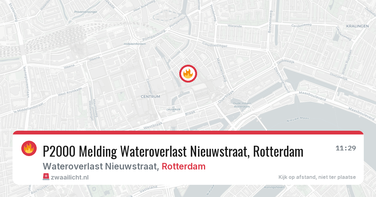 P2000 Melding Wateroverlast Nieuwstraat, Rotterdam — 8 feb 2026