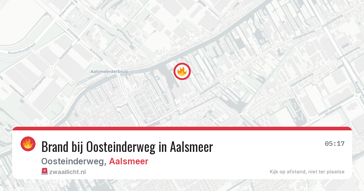 Brand bij Oosteinderweg in Aalsmeer — 13 jul 2026