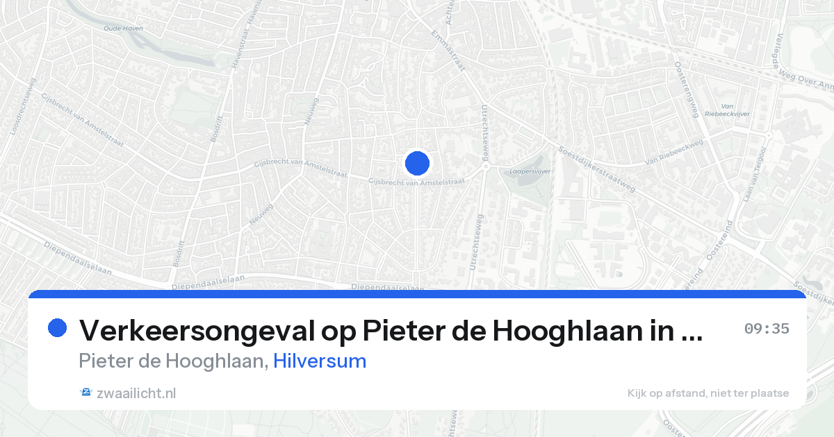 Verkeersongeval op Pieter de Hooghlaan in Hilversum — 18 aug 2026