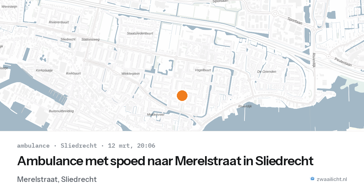 Ambulance met spoed naar Merelstraat in Sliedrecht — 12 mrt 2026