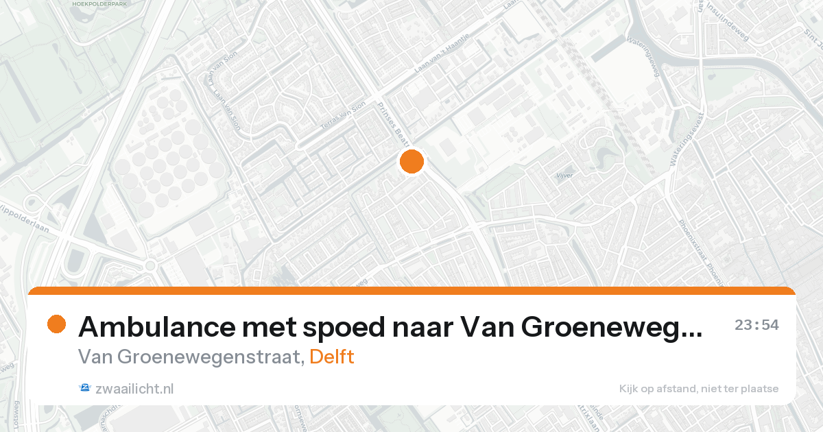 Ambulance met spoed naar Van Groenewegenstraat in Delft — 15 aug 2026