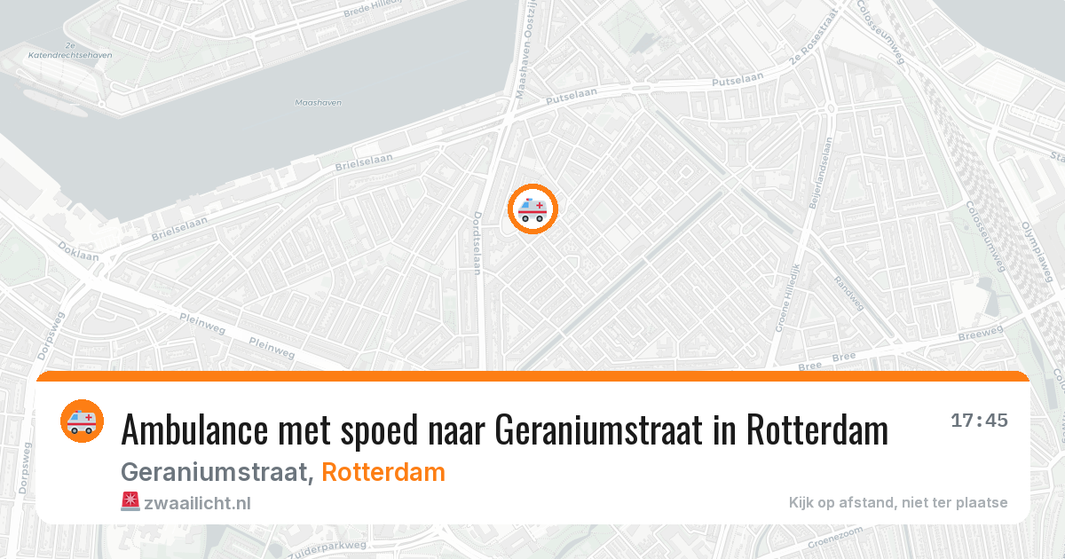 Ambulance met spoed naar Geraniumstraat in Rotterdam — 10 aug 2026