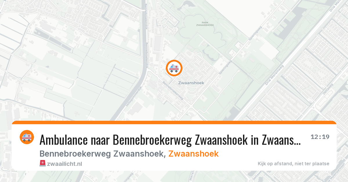 Ambulance naar Bennebroekerweg Zwaanshoek in Zwaanshoek — 9 aug 2026