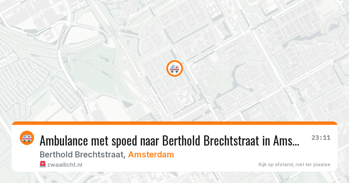 Ambulance met spoed naar Berthold Brechtstraat in Amsterdam — 22 mrt 2026